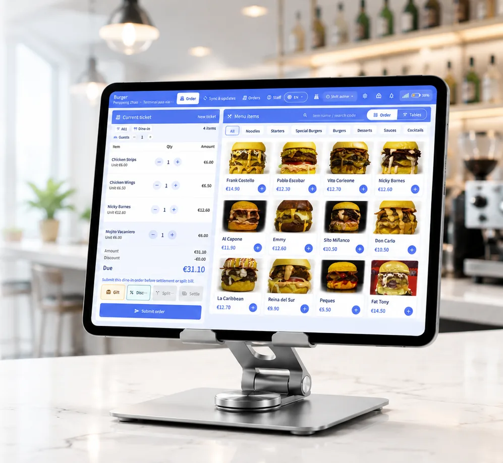 MenuSnap POS running on a restaurant counter